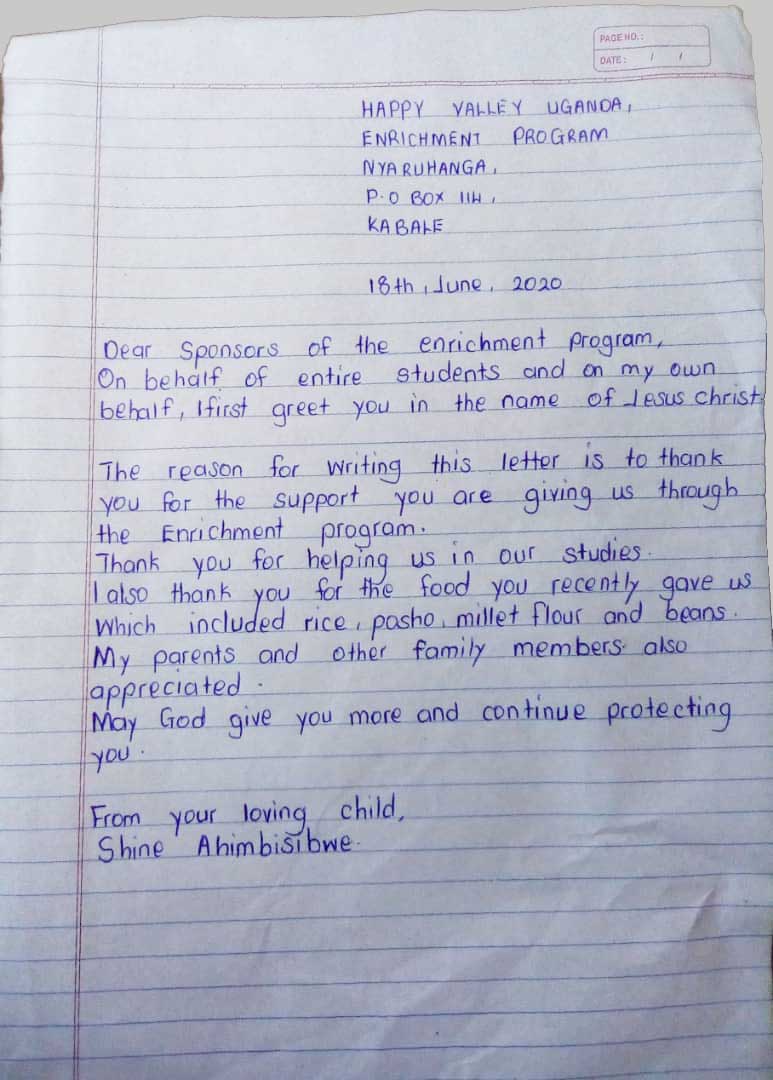 headmaster letter