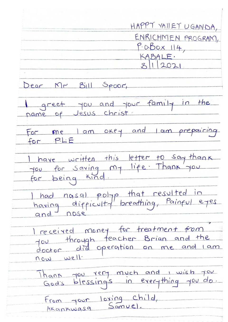 headmaster letter